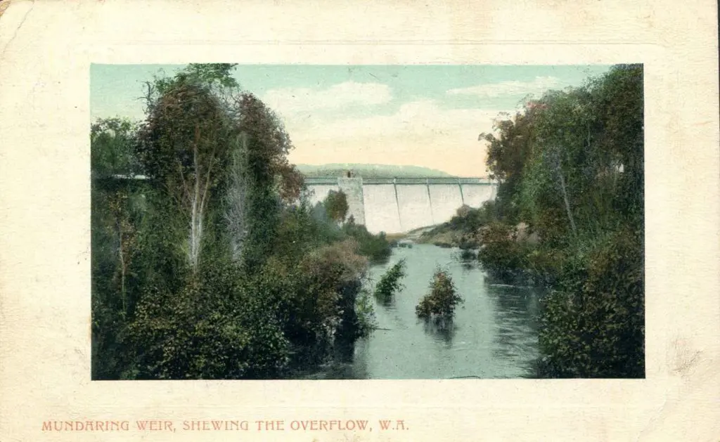 "Mundaring Weir, Shewing the Overflow, ... Image 1++