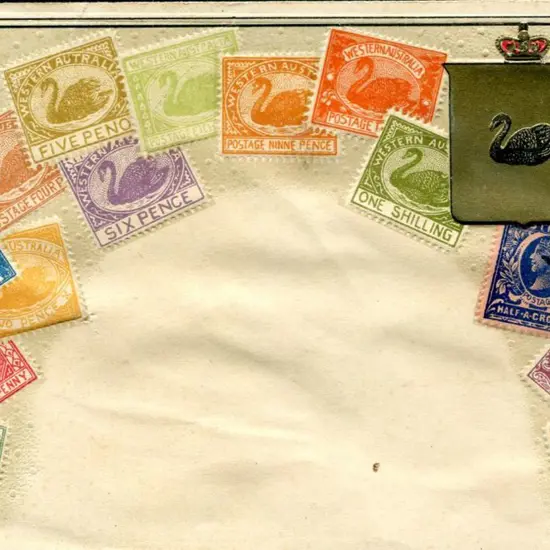 VSM Postage stamps of WA shown bordering central ...