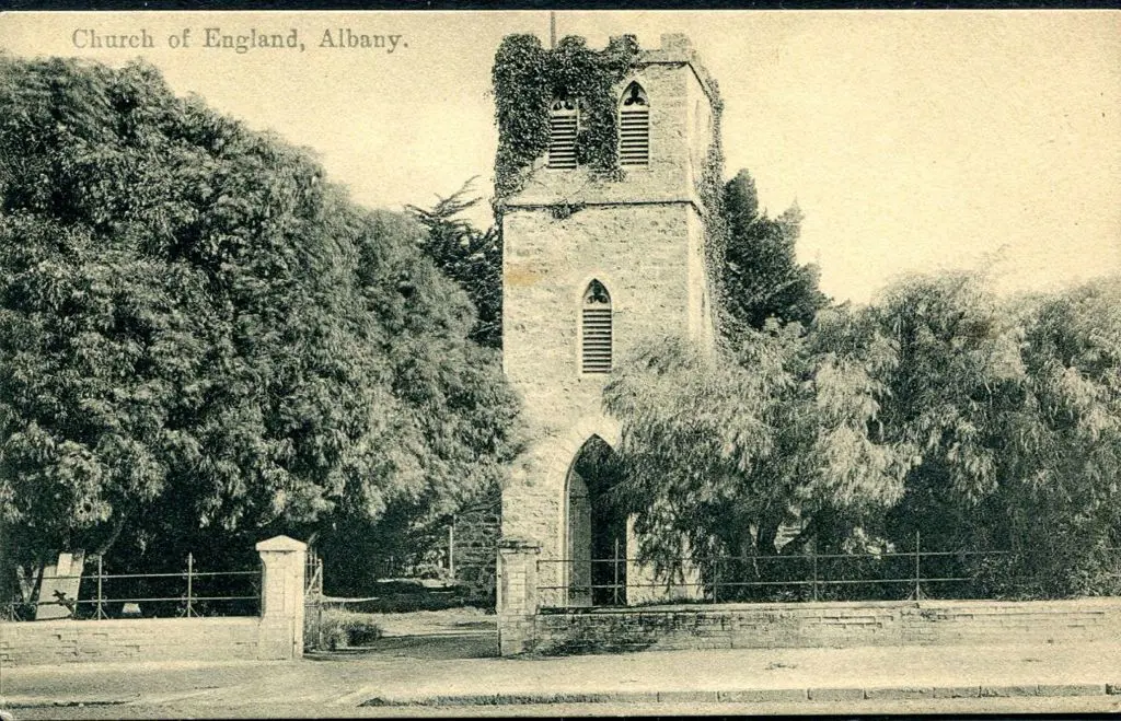 "Church of England, Albany" b&amp;w card ... Image 1++