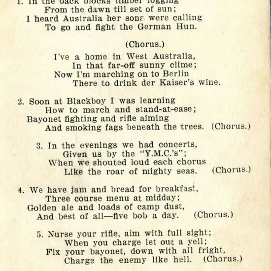 "I've a Home in West Australia" ...