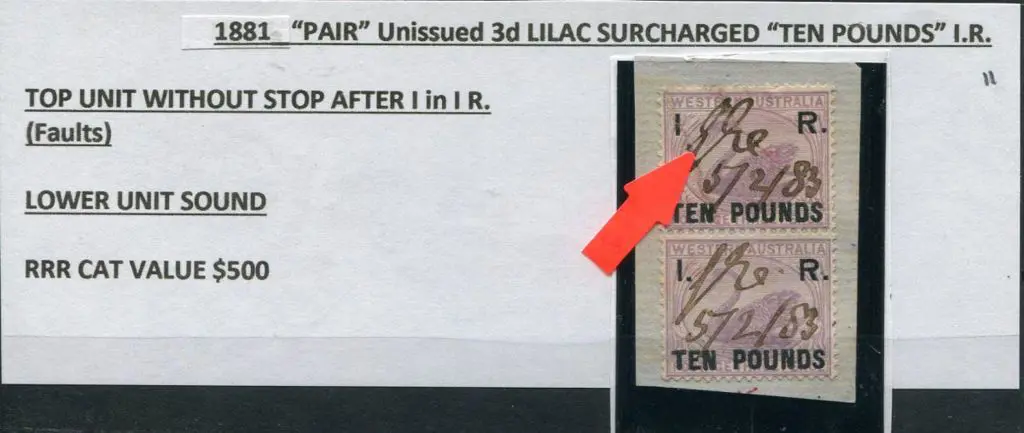 1881 £10 IR lilac ovptd pair on piece. The top ... Image 1++