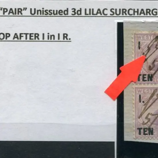 1881 £10 IR lilac ovptd pair on piece. The top ...