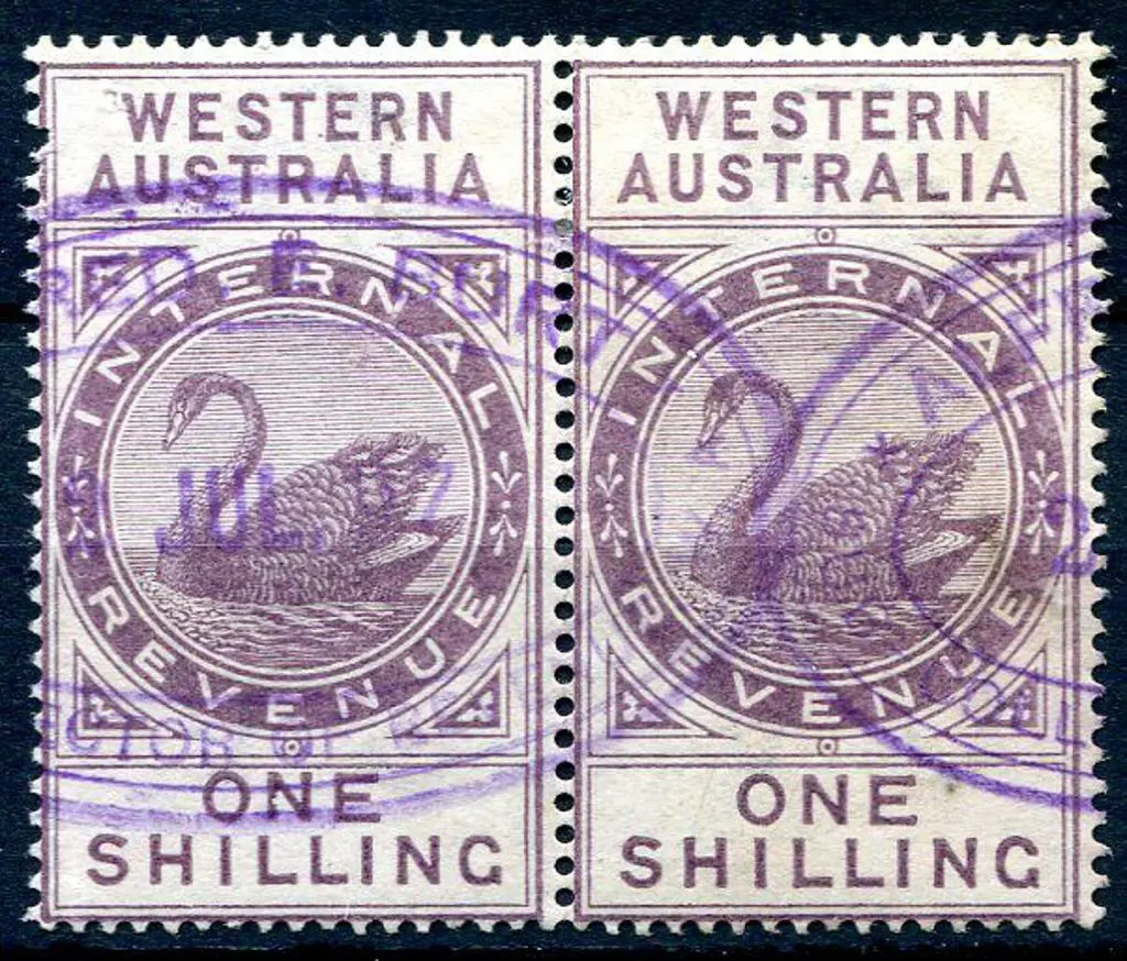 1896 1/- lilac IR pair with inverted wmk. Fine ... Image 1++
