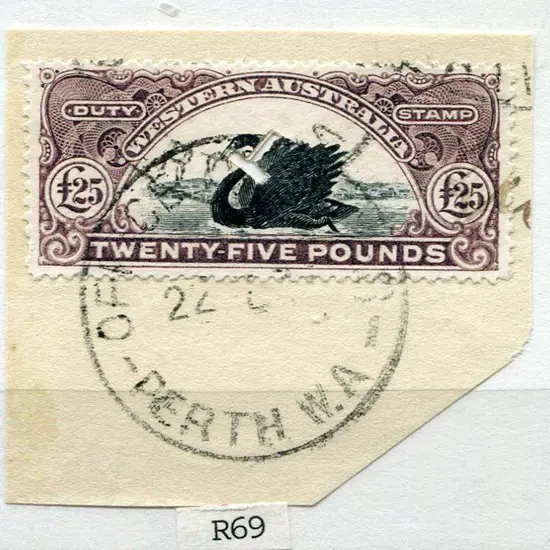1904 £25 R69 with "T" puncture on piece. ...