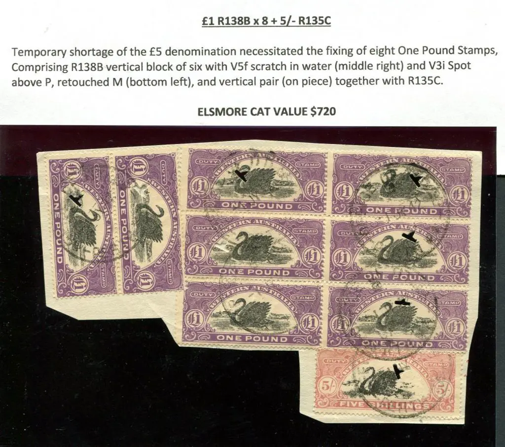 1922/30 £1 R138B block of 6 with "scratch in ... Image 1++