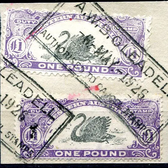 1923/25 £1 R152B &amp; R152A on piece fine used ...