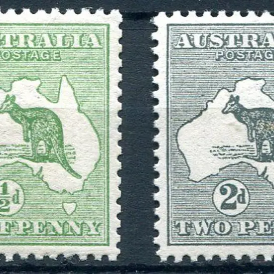 1913 1st wmk ½d green &amp; 2d grey MUH. Each has ...