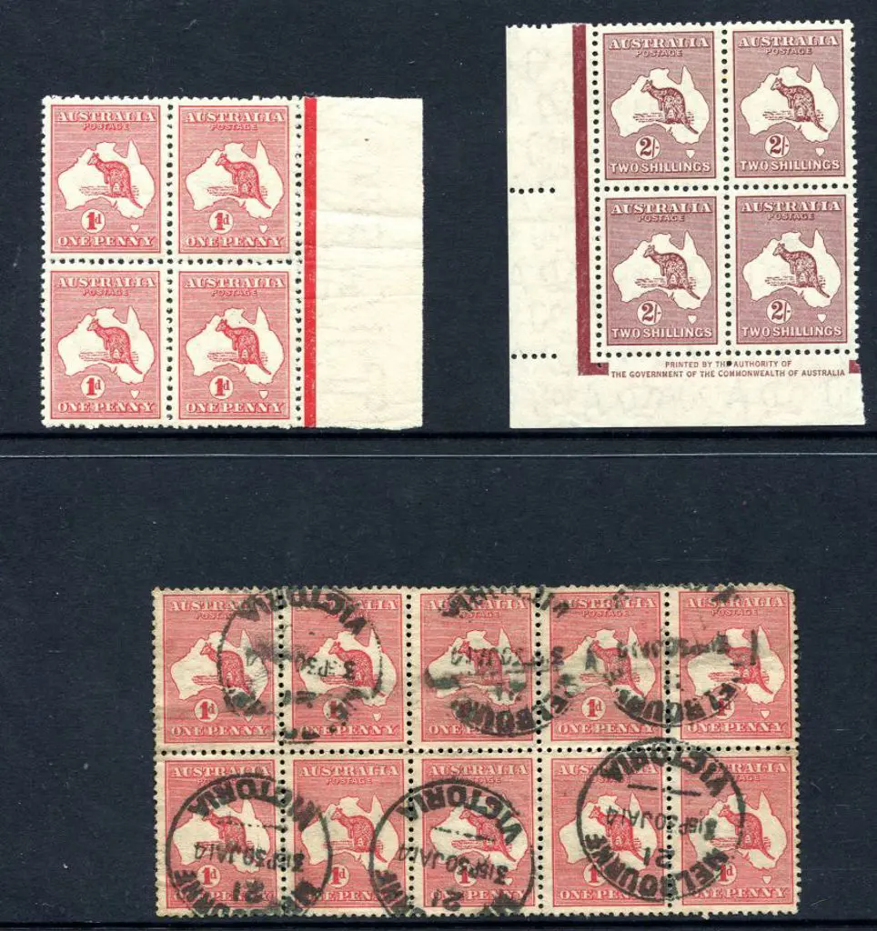 1d red Die IIA marginal block of 4 MUH plus a used ... Image 1++