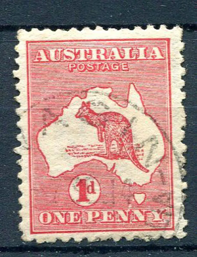 1d red with "white flaw joining Tasmania to 1st ... Image 1++