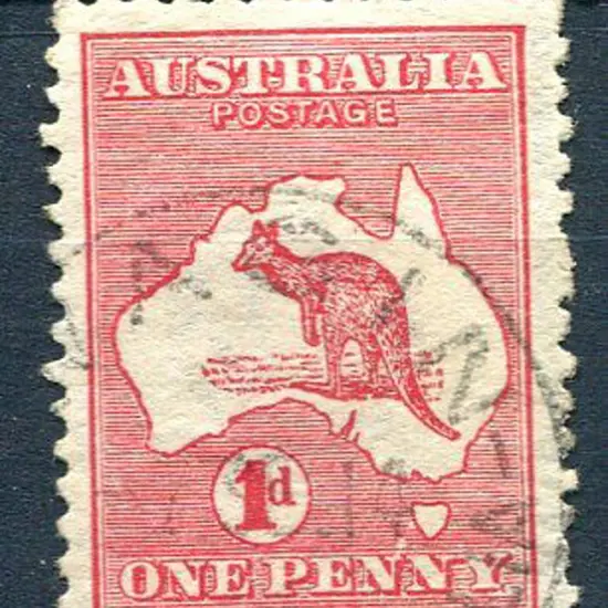 1d red with "white flaw joining Tasmania to 1st ...