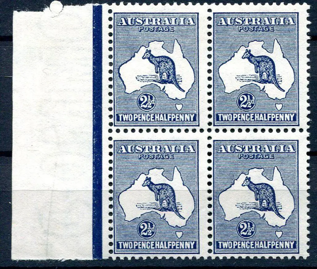 2½d indigo in left margined block of 4. Hinged on ... Image 1++