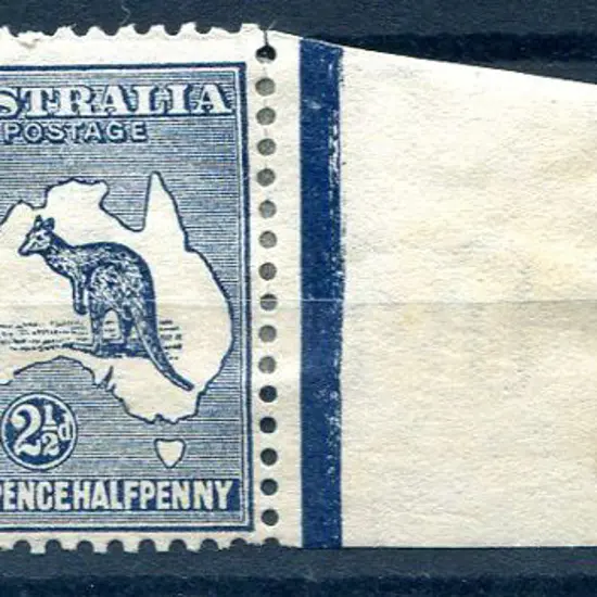 2½d indigo, Die II pair with selvedge hinged to ...