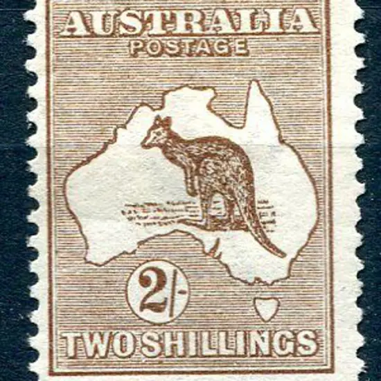 2/- brown. Fresh MLH, centred high left. ACSC 35A ...