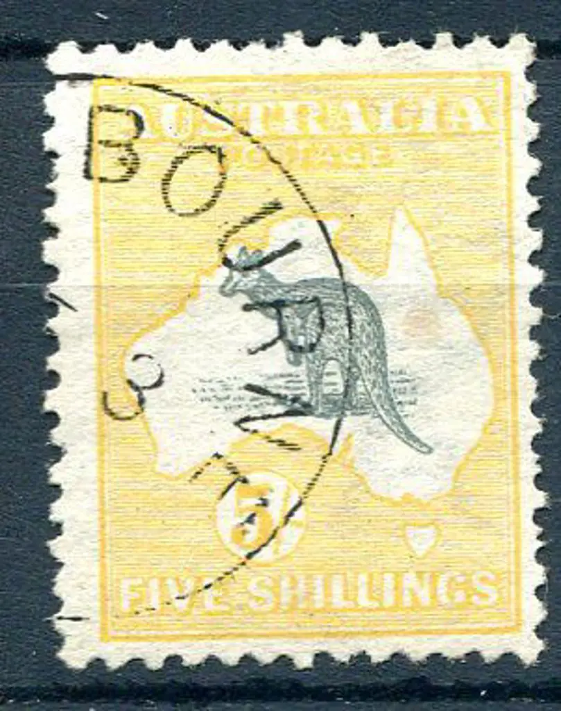 5/- grey &amp; yellow CTO without gum. Centered ... Image 1++
