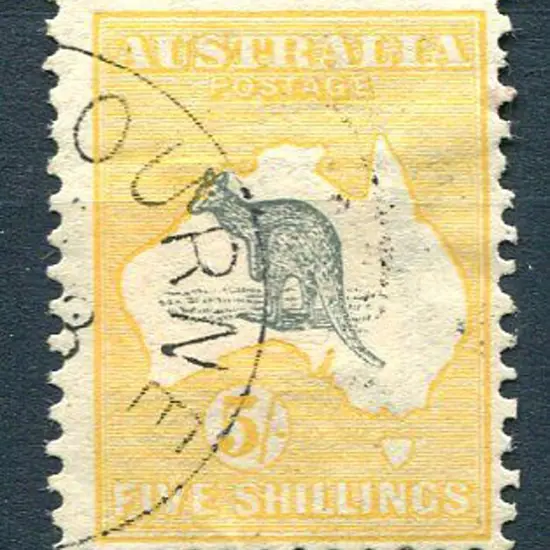 5/- grey &amp; yellow CTO. Hinge remainder, ...