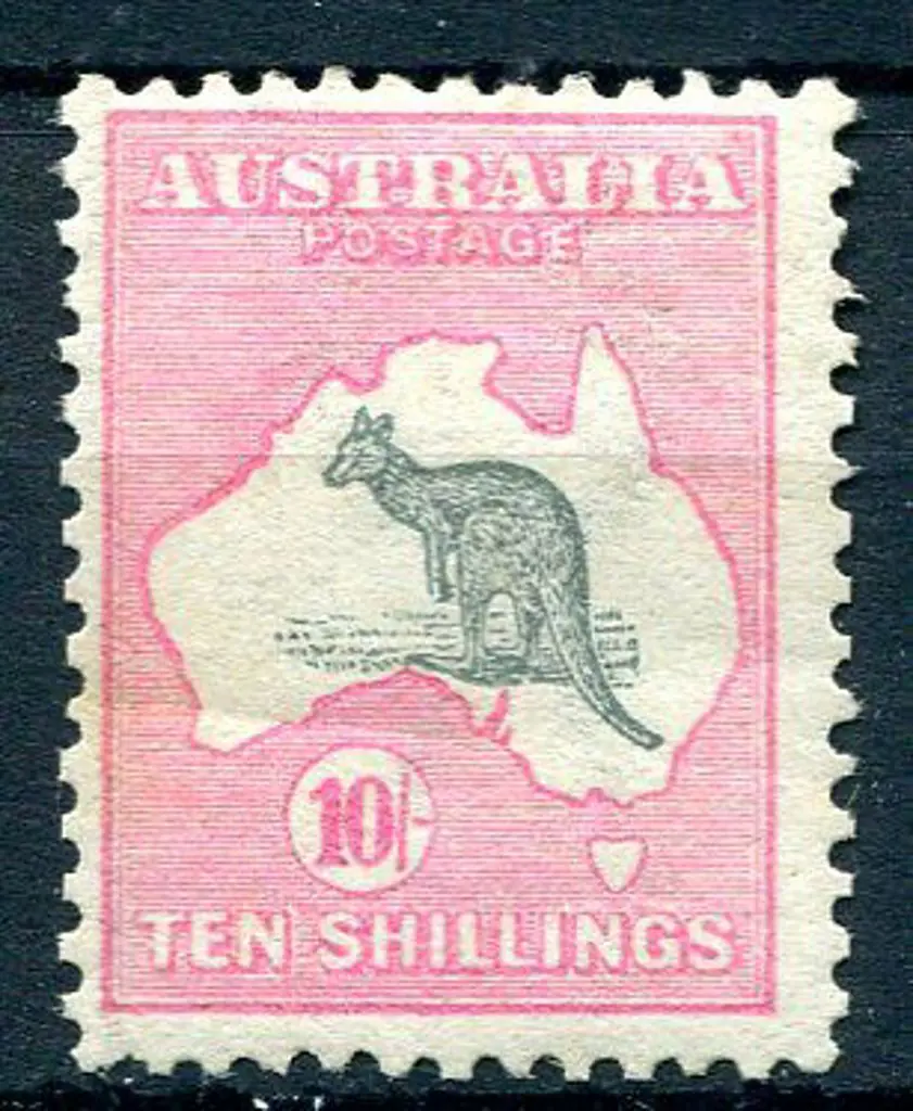10/- grey &amp; pink. MLH with horiz gum bend but ... Image 1++