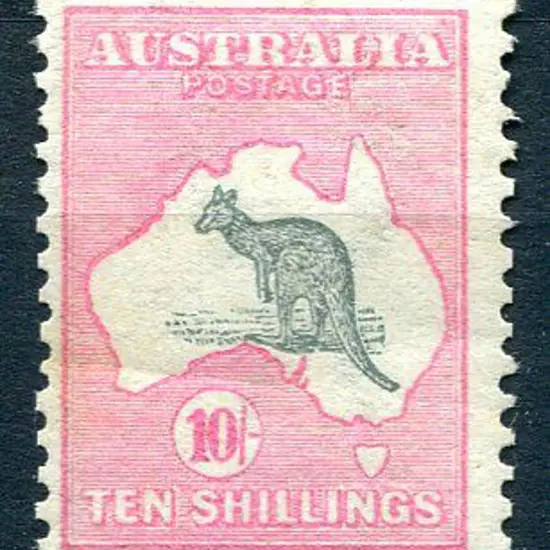 10/- grey &amp; pink. MLH with horiz gum bend but ...
