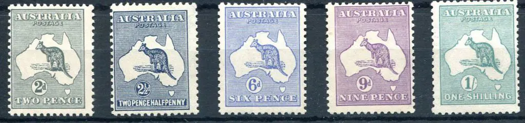 1915 2nd wmk 2d to 1/- selection of 5 MLH examples ... Image 1++
