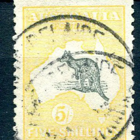5/- deep grey &amp; yellow. Good used with two ...