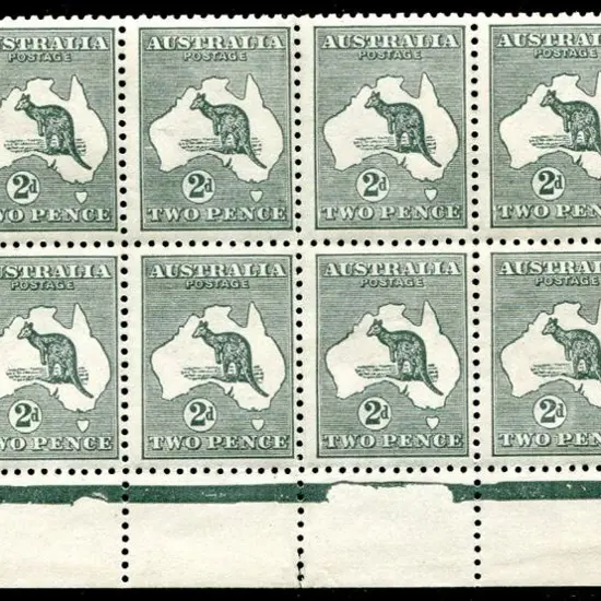 2d grey, Die IIA, part Harrison imprint block of ...