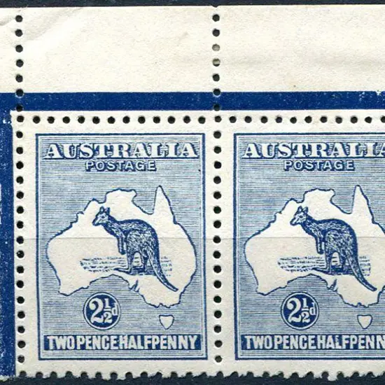 2½d pale bright blue top right pane corner horiz ...