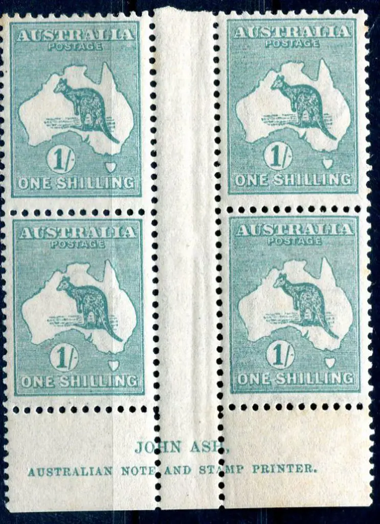 1/- emerald Die IIB MUH Ash imprint block ... Image 1++