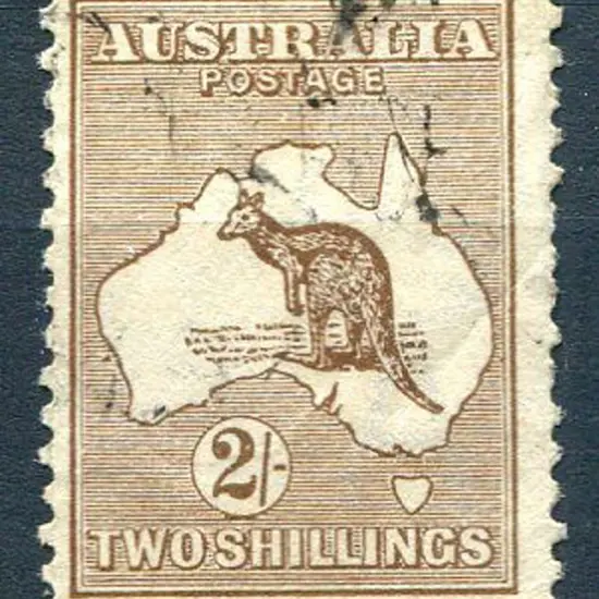 2/- brown with "colour spot off WA ...