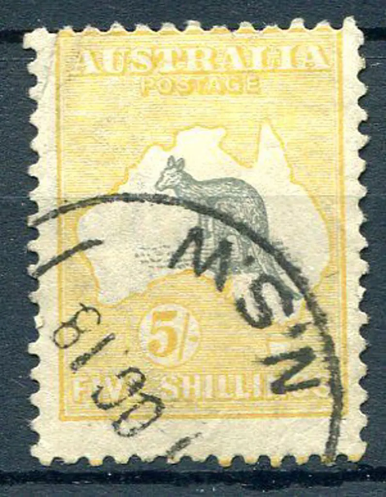 5/- grey &amp; pale yellow with "break in ... Image 1++