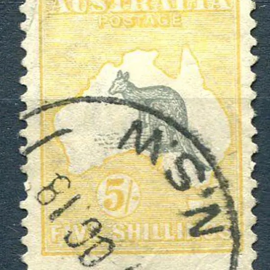 5/- grey &amp; pale yellow with "break in ...