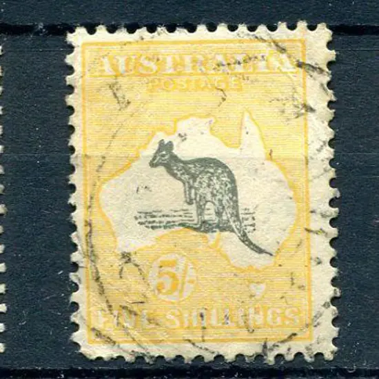 5/- grey &amp; yellow. F/U but toned corner &amp; ...