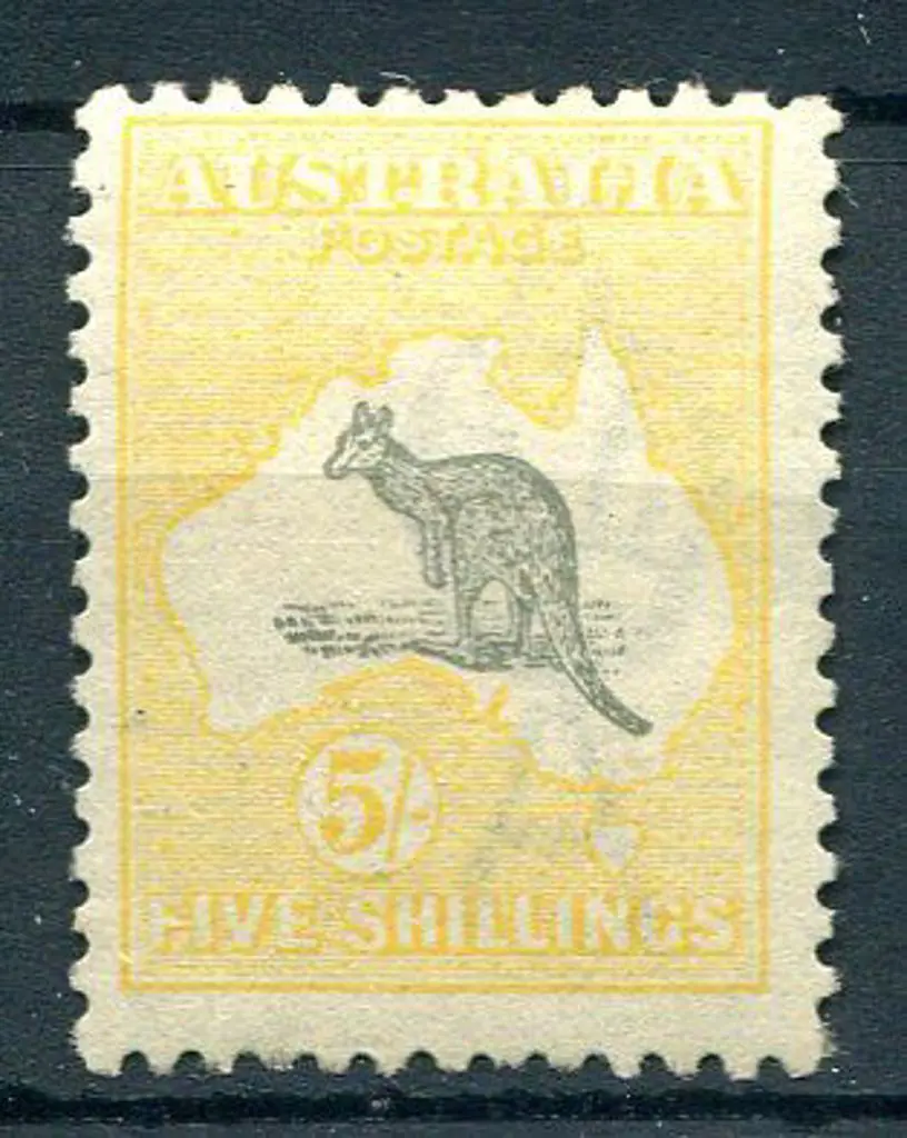 5/- grey &amp; pale yellow. Centred high but ... Image 1++