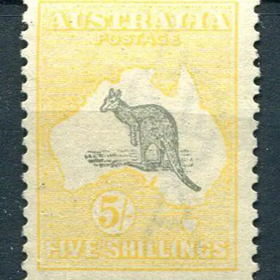 5/- grey &amp; pale yellow. Centred high but ...