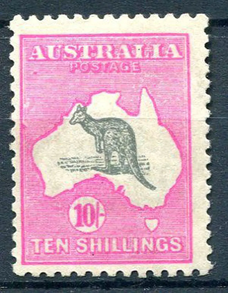 10/- grey &amp; bright aniline pink with flaw ... Image 1++