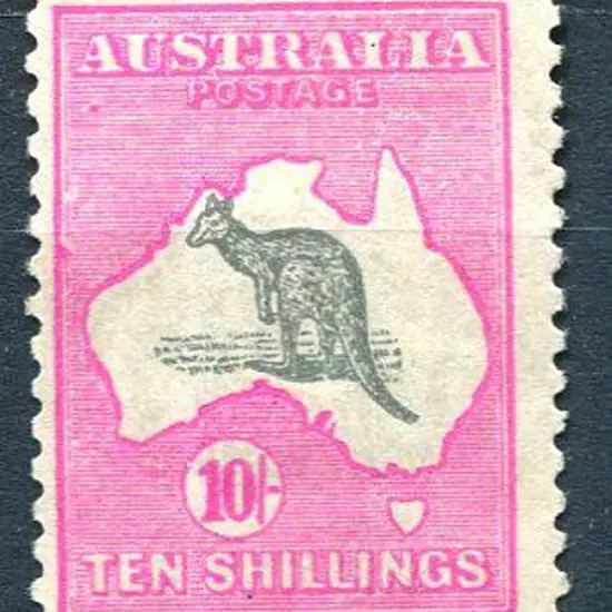 10/- grey &amp; bright aniline pink with flaw ...
