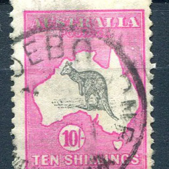 10/- grey &amp; deep aniline pink. Good used with ...