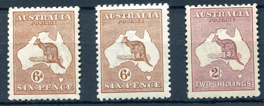 1923/24 New colours 6d chestnut x 2 & 2/- maroon. ... Image 1++