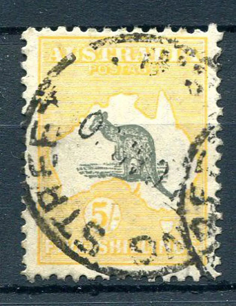 5/- greyish-black &amp; yellow-orange with ... Image 1++