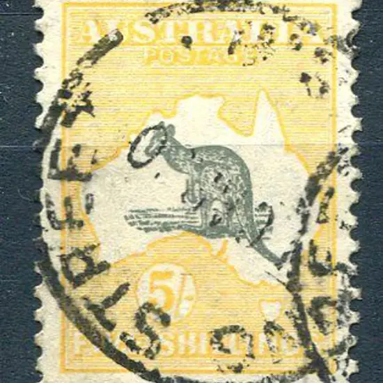 5/- greyish-black &amp; yellow-orange with ...