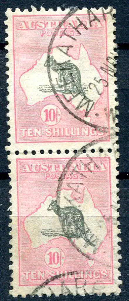 10/- grey &amp; pale pink. F/U vertical pair with ... Image 1++