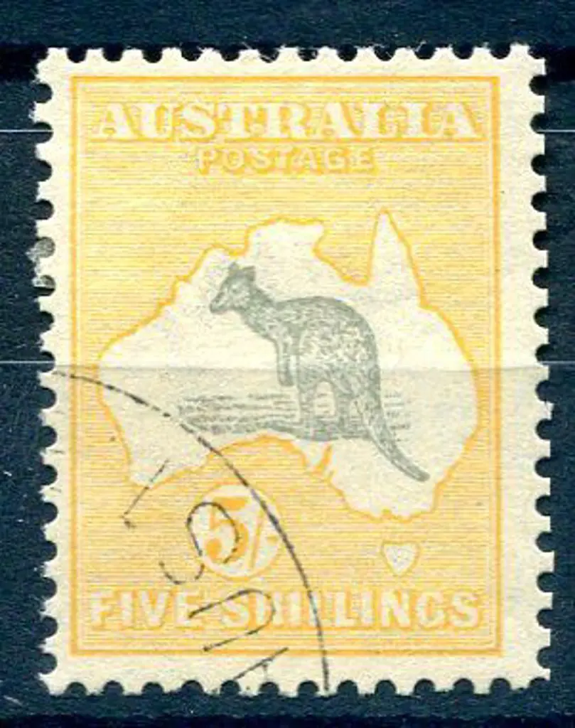 5/- grey &amp; yellow. CTO example without gum. ... Image 1++
