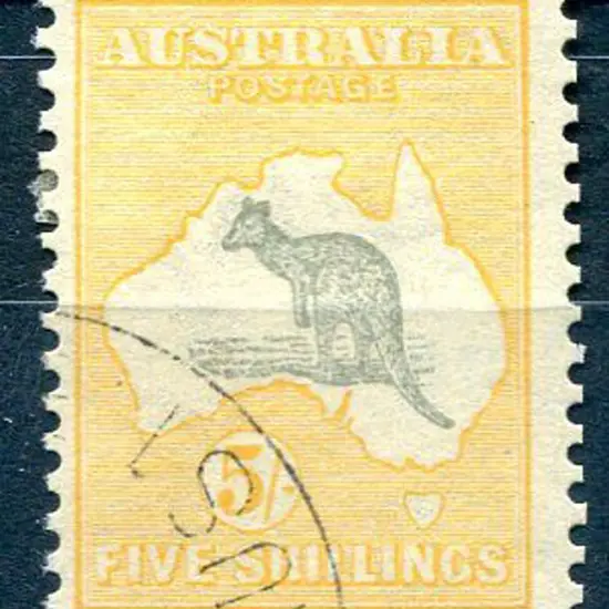 5/- grey &amp; yellow. CTO example without gum. ...