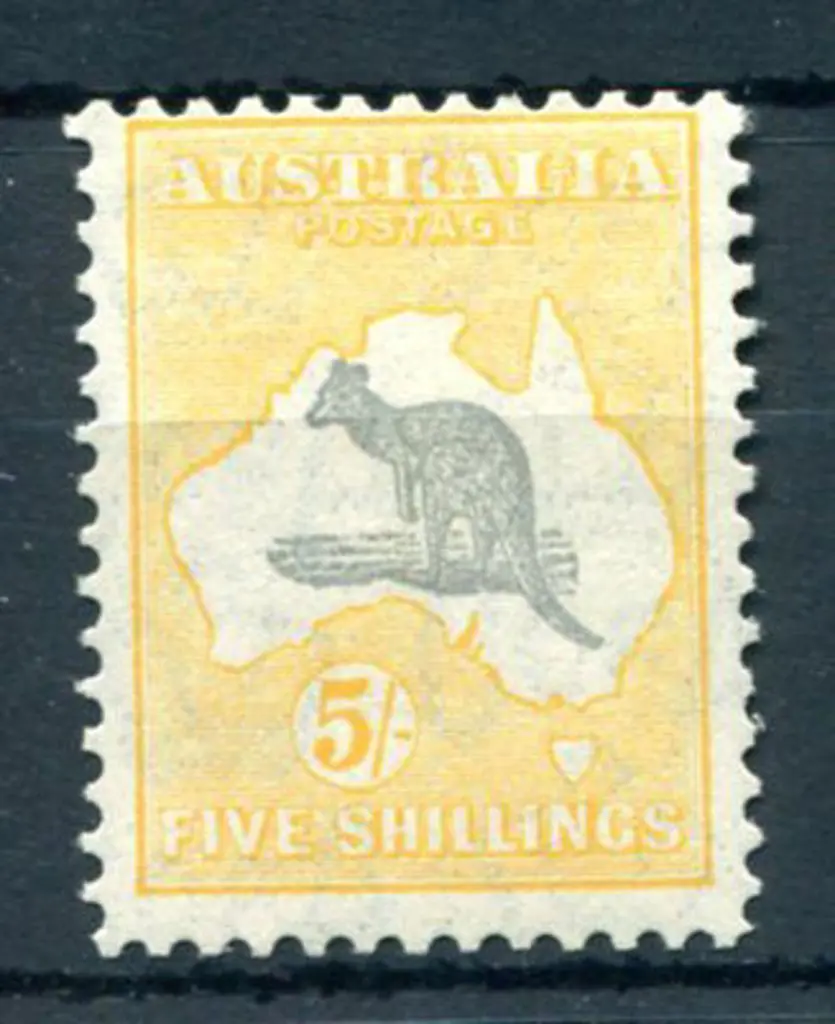 5/- grey &amp; yellow. Fresh MLH, centred high. SG ... Image 1++