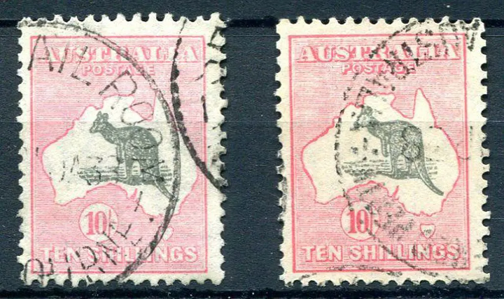 10/- grey &amp; pink. Two good to fine used cds ... Image 1++