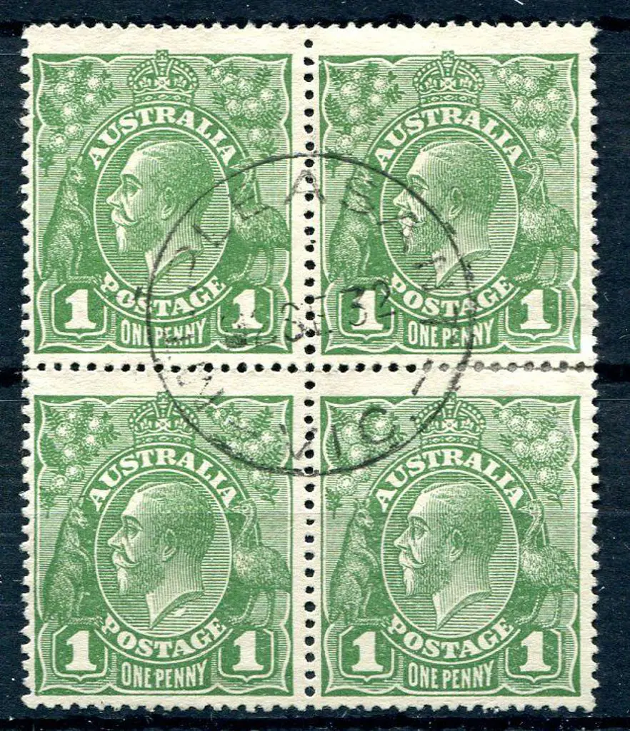 1d green block of 4 with "wattle line" ... Image 1++