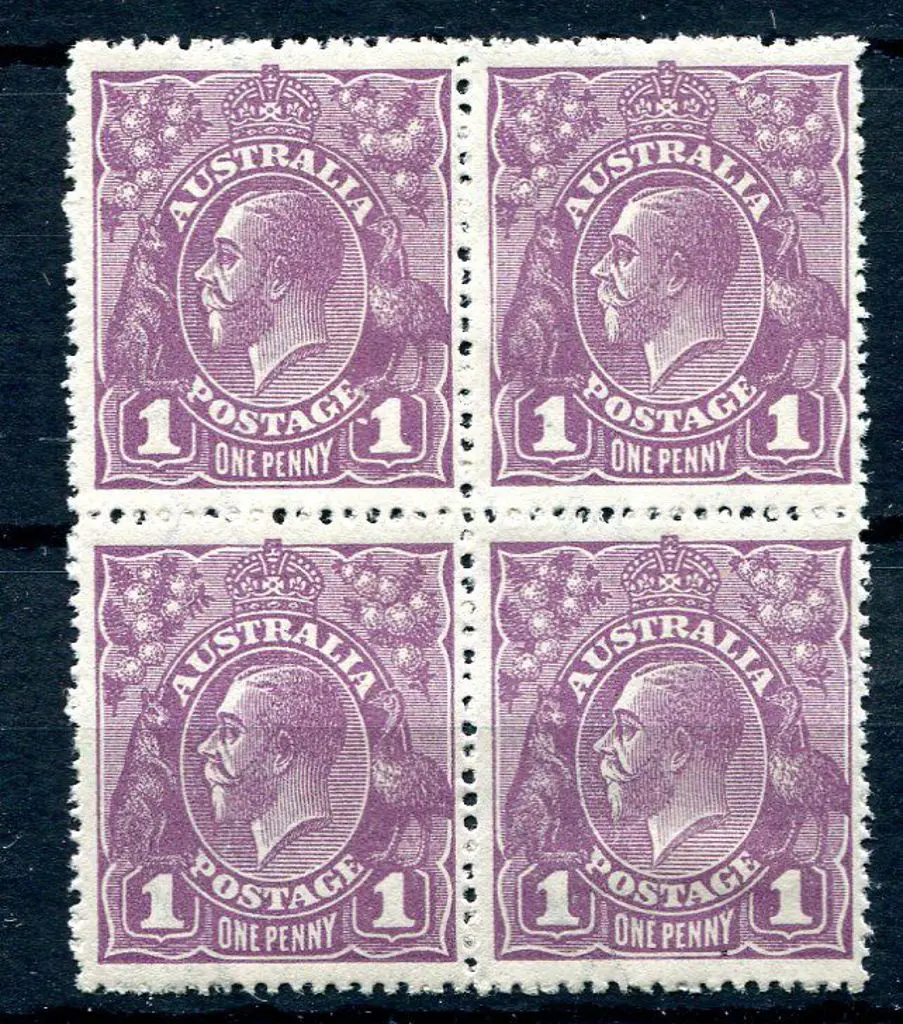 1d violet block of 4 with "dot before right ... Image 1++