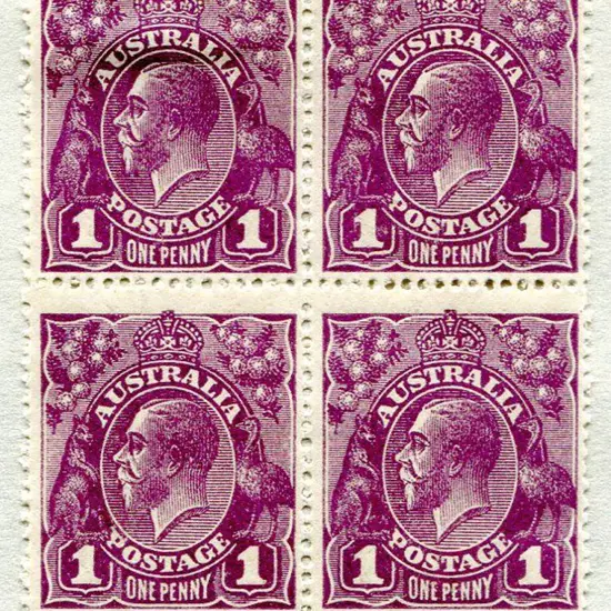 1d violet block of 4 with varieties V1.40 ...
