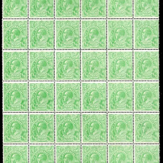 1918-20 Large Mult Perf.14 ½d yellowish-green in ...