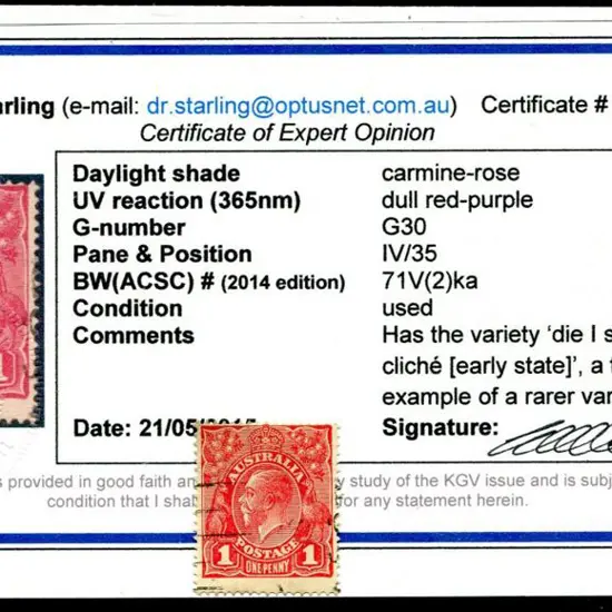 1d carmine-rose with "die I substituted ...