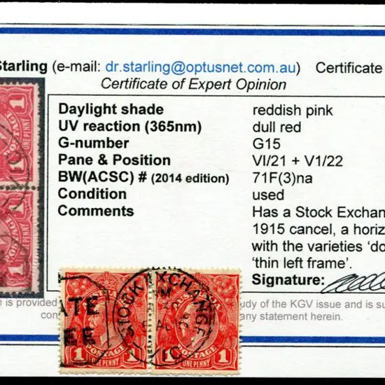 1d reddish pink horiz pair with "dot before ...