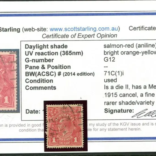 1d salmon-red (aniline), Die II. Good used with ...